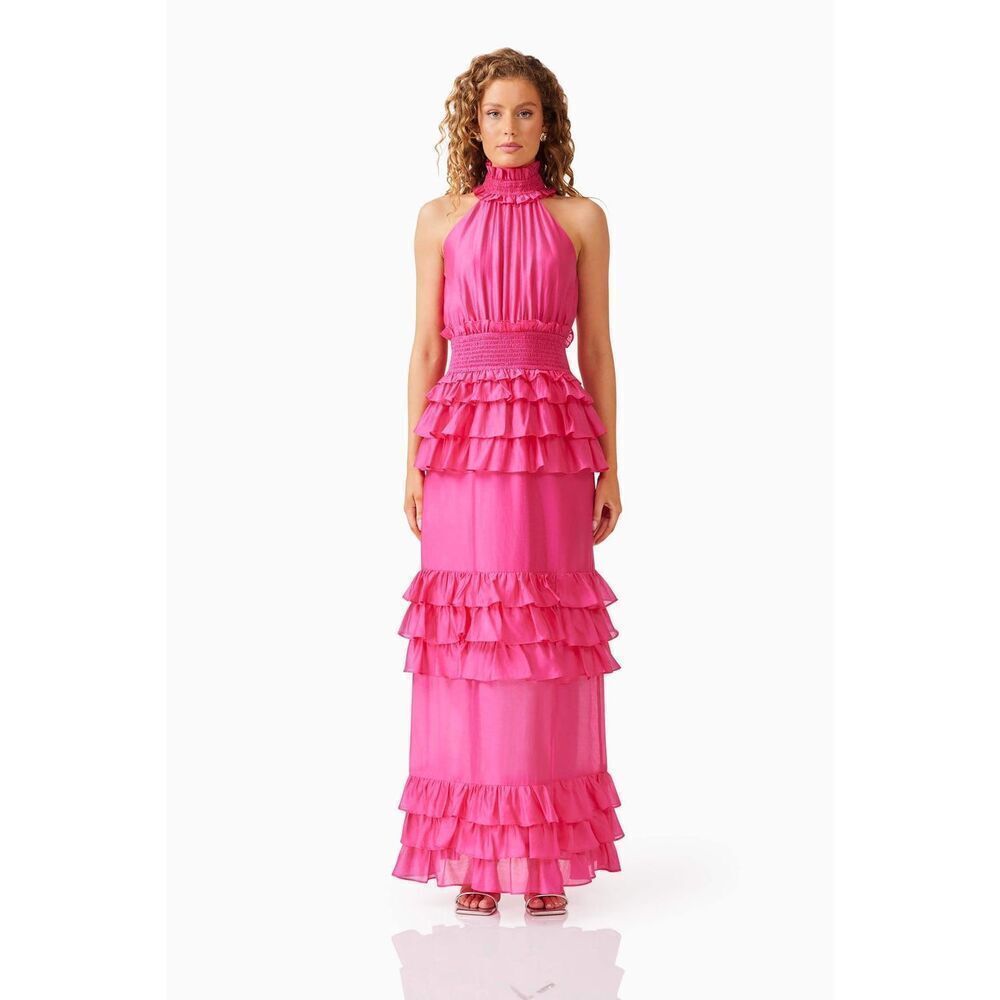Elliatt Kalani Halter Maxi Dress in Pink Wedding/Vacation Dress Size S NWT - Picture 2 of 7